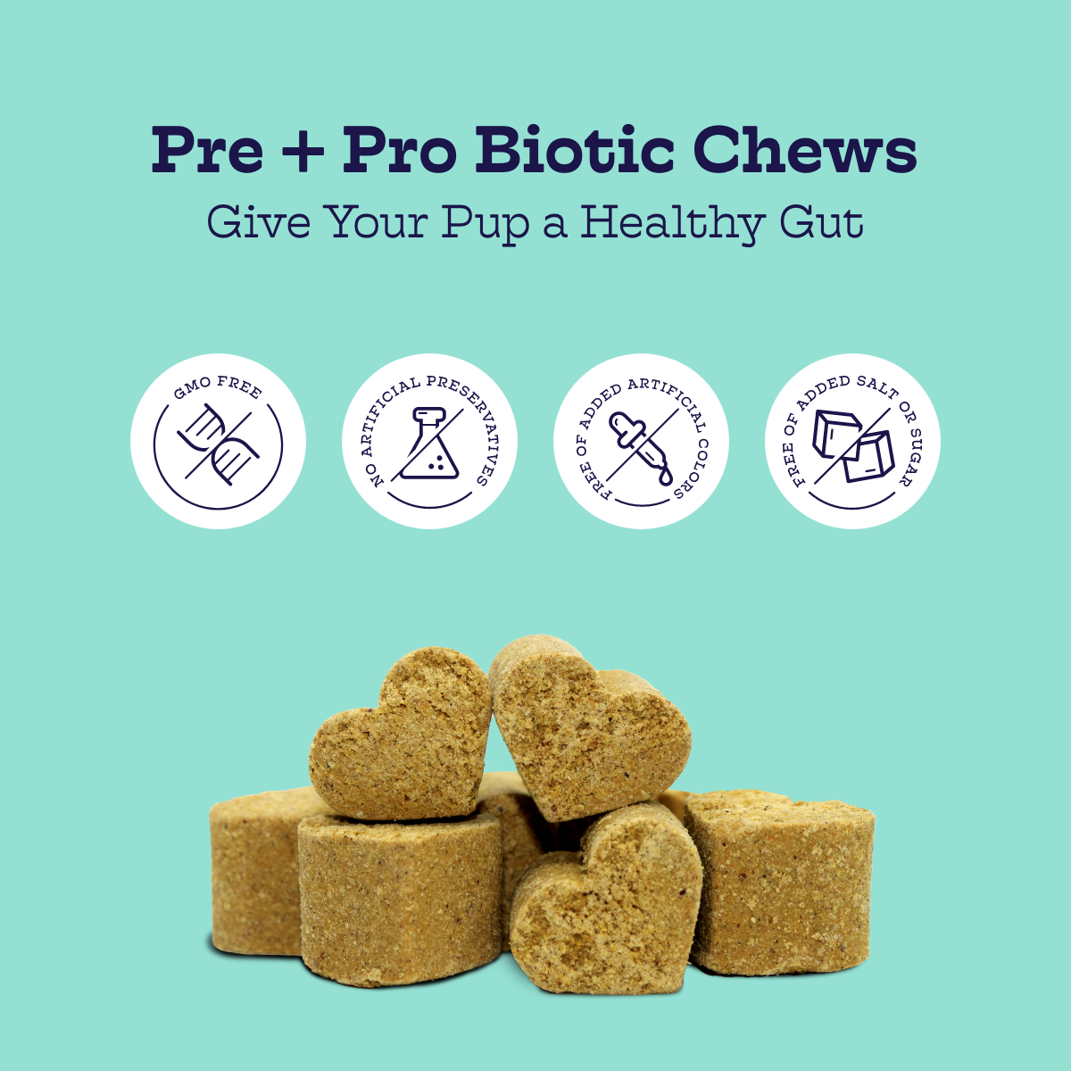 Moe's Pre + Pro Biotic Soft Chews for Dogs | Digestive Health | Pumpkin Flavor | 90 Chews
