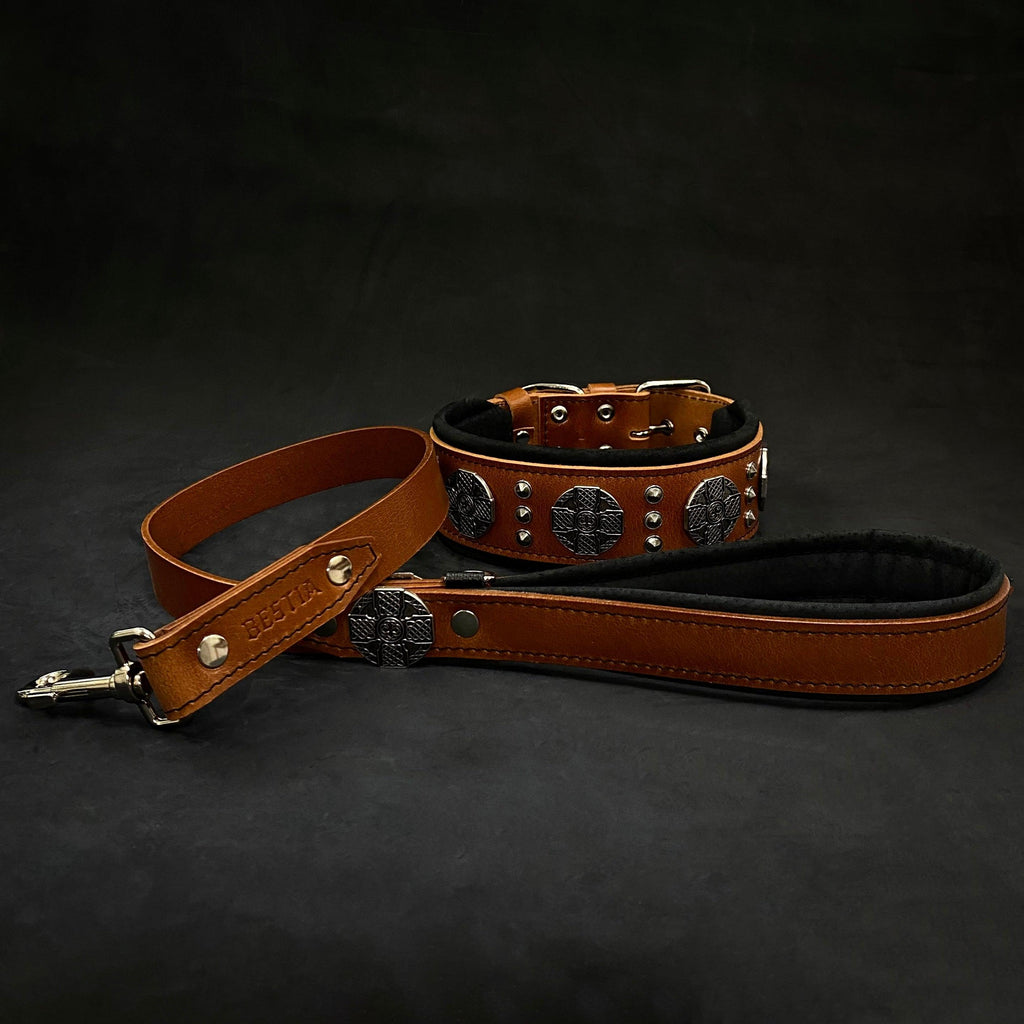 Bestia Maximus Silver Dog Collar | Handcrafted European Leather | Heavy-Duty | M–XXL