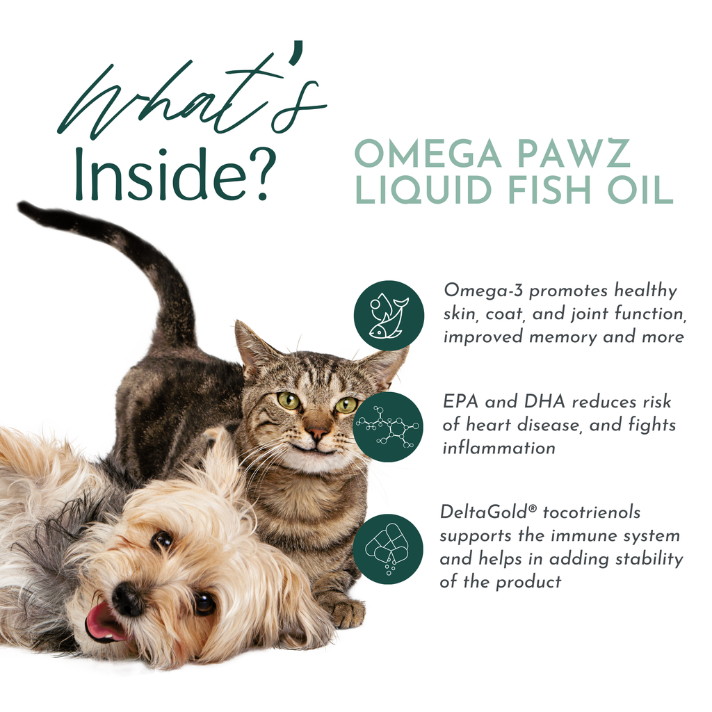 Omega Pawz Fish Oil by Dr. Ruth Roberts | 725mg EPA & 475mg DHA | Liquid Omega-3 for Dogs & Cats | 8oz