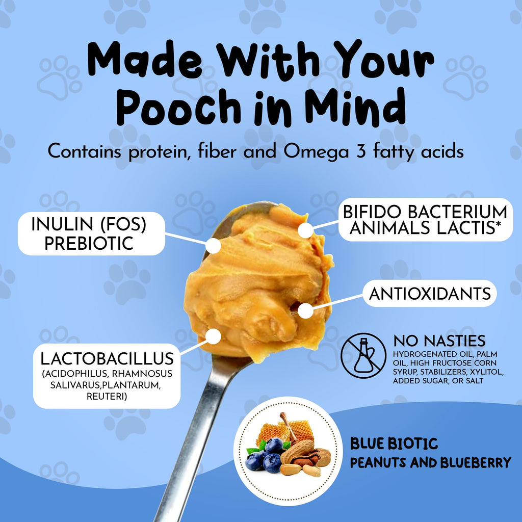 Blue Biotic Dawg Butter | Probiotic Peanut Butter for Dogs | 6 Probiotic Strains + Prebiotics | Xylitol-Free