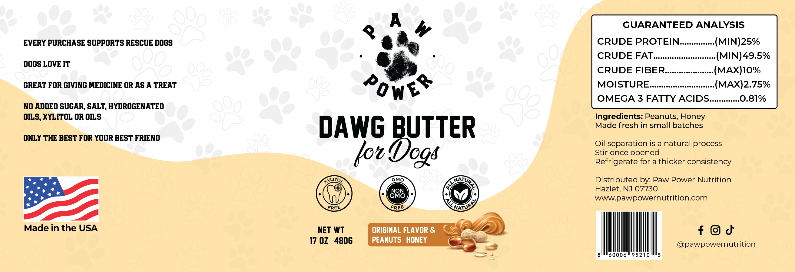 Award-Winning Honey Peanut Butter Dog Treat | Xylitol-Free | Non-GMO | Supports Rescue Dogs