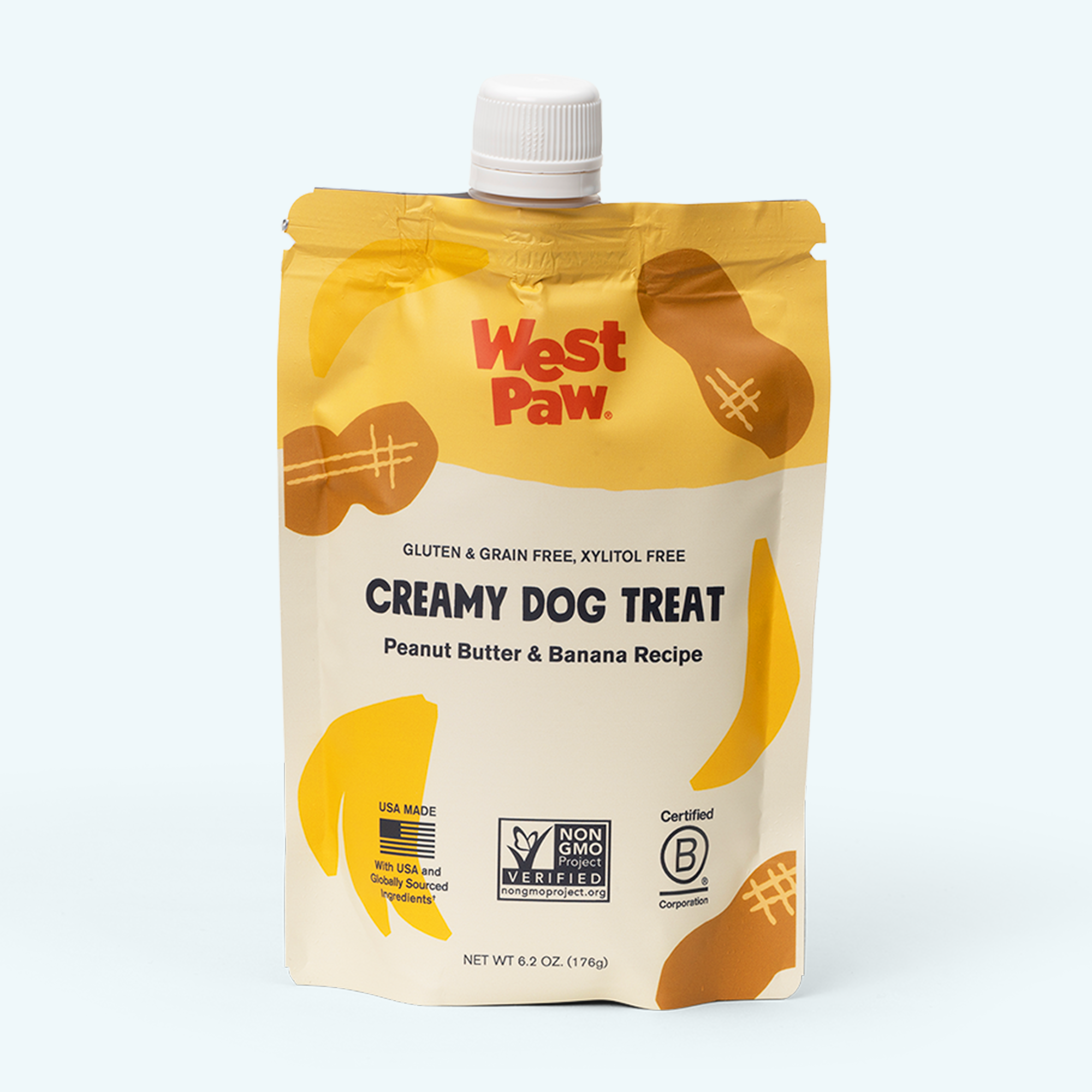 Creamy Peanut Butter Banana Dog Treat | Squeeze Pouch | No Xylitol | No Artificial Ingredients