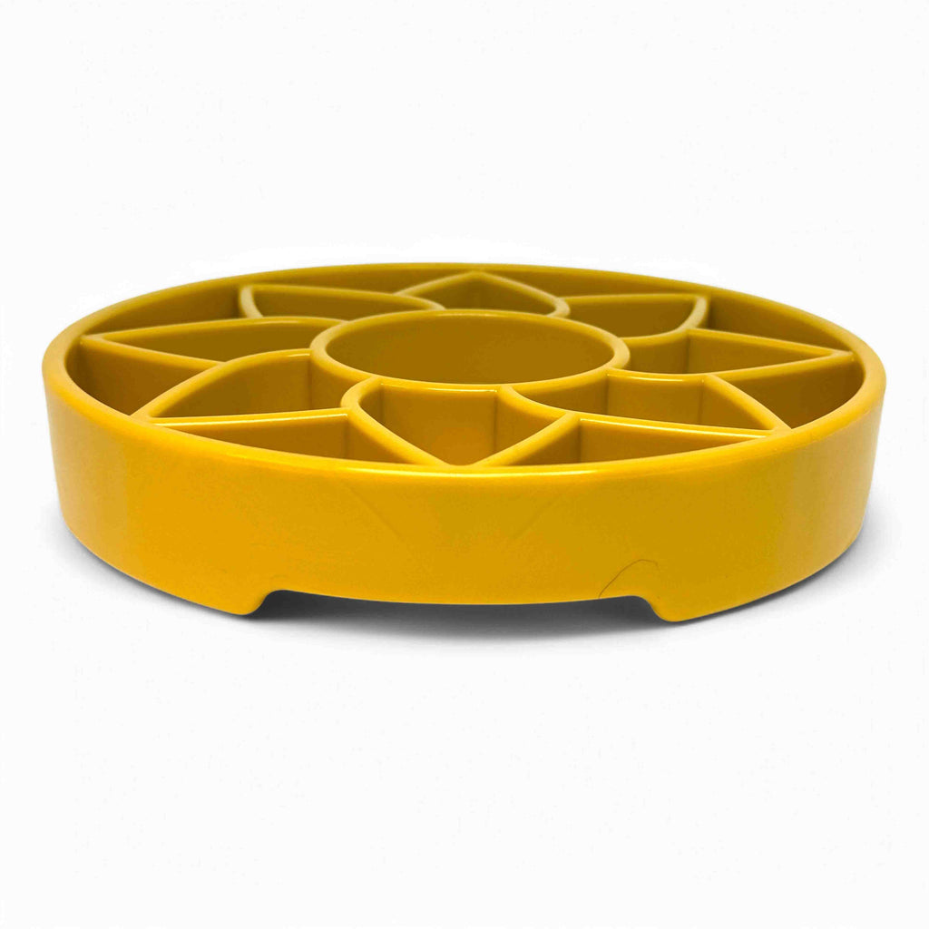 SodaPup Sunflower eTray | Shallow Slow Feeder & Lick Mat | Made in USA | Flat-Face Friendly