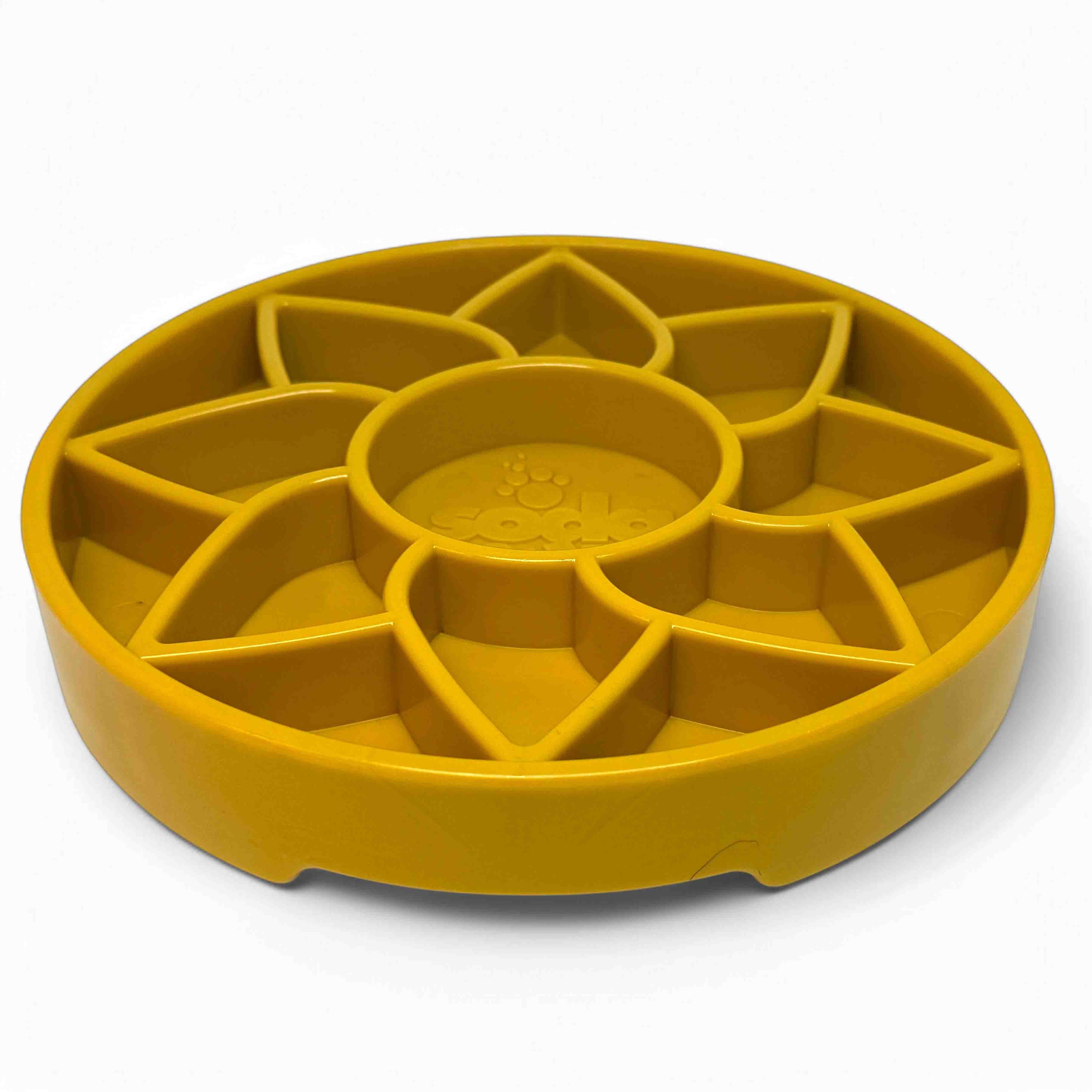 SodaPup Sunflower eTray | Shallow Slow Feeder & Lick Mat | Made in USA | Flat-Face Friendly