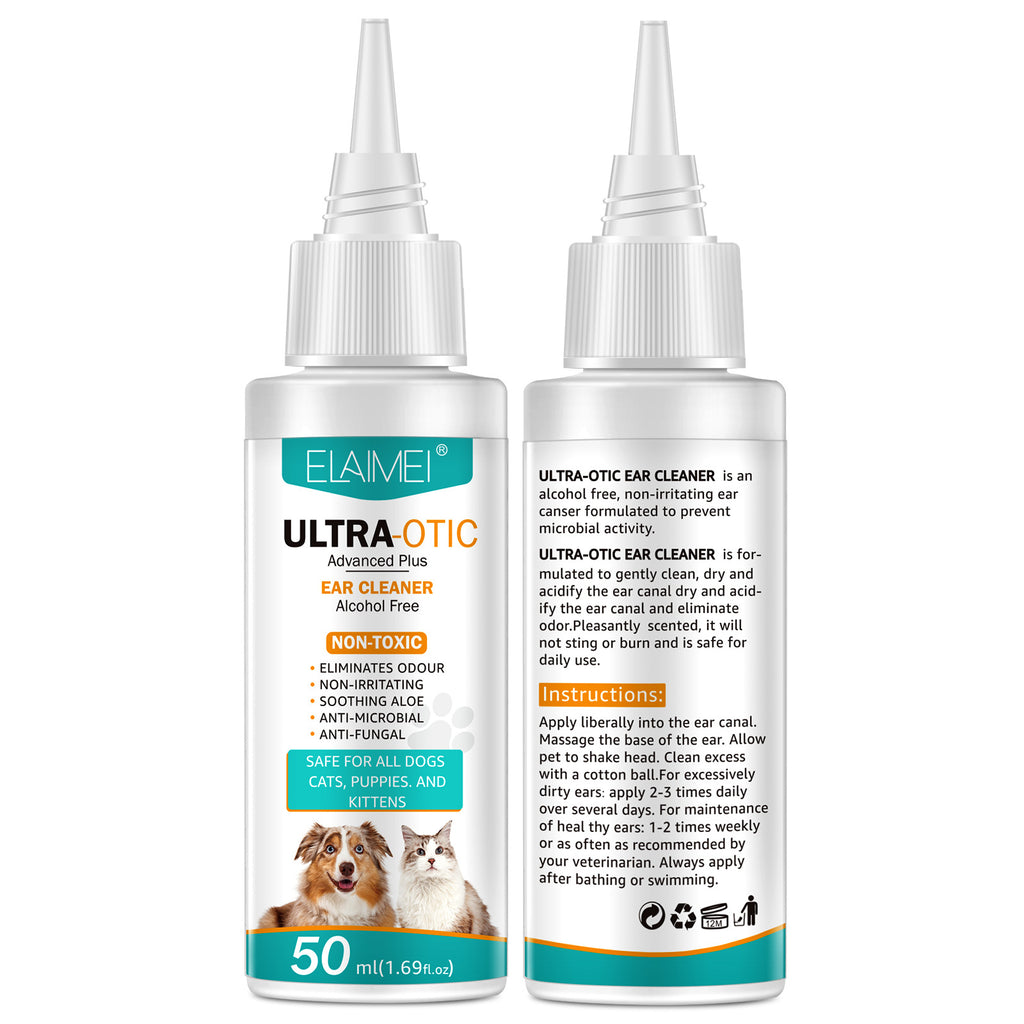 Gentle Pet Ear Cleaning Solution for Dogs & Cats | Removes Wax & Debris | Prevents Mites & Infections