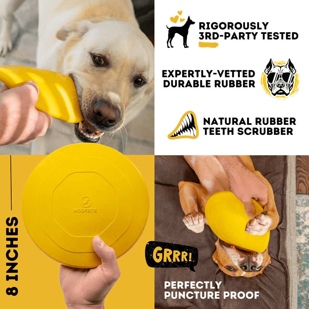 WOOFBITE Disc Dog Toy | Industrial-Strength Rubber Frisbee | Lifetime Guarantee | Large Dogs