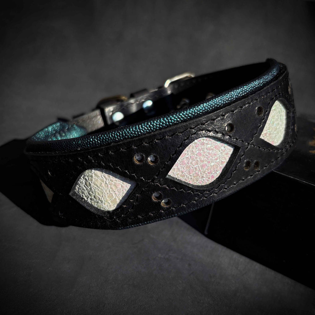 Bestia Avatar Limited Edition Dog Collar | Light-Reflective Leather | Orthopedic Foam | Handmade in Europe