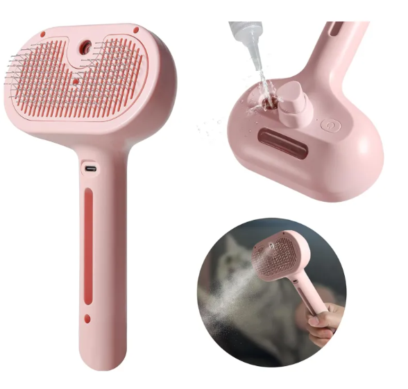 2-in-1 Spray Brush for Dogs & Cats | Built-In Water Tank | Deshedding & Detangling Grooming Brush