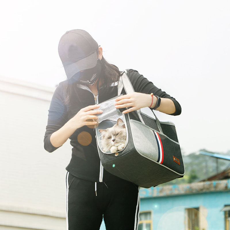Breathable Oxford Pet Backpack Carrier | Dogs & Cats | S & L | Navy Blue & Black