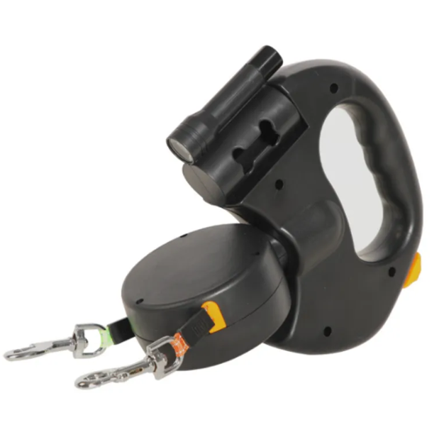 Double Retractable Dog Leash | Dual Independent Lines | 3 Meters Each | Black, Red & Gray