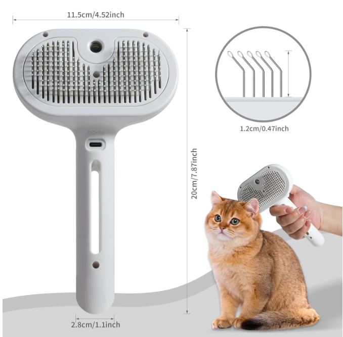 2-in-1 Spray Brush for Dogs & Cats | Built-In Water Tank | Deshedding & Detangling Grooming Brush