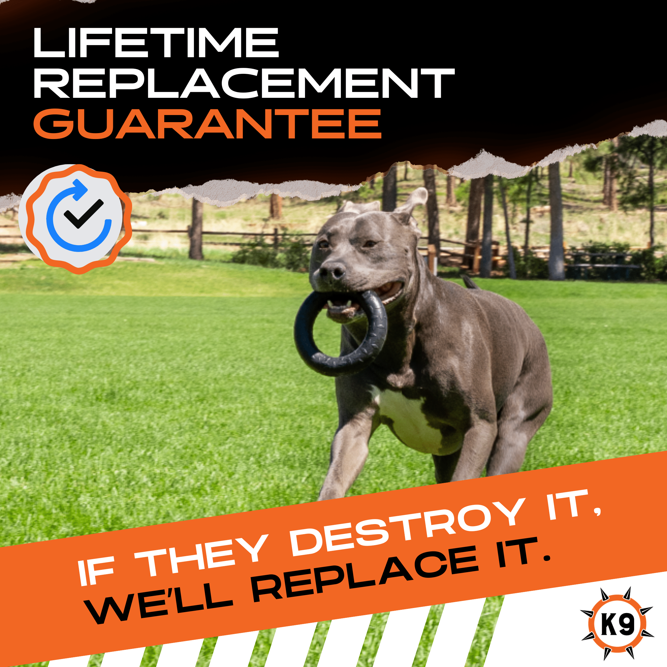Monster K9 Diamond Ring Dog Toy | Military-Grade Rubber | Made in USA | Lifetime Guarantee