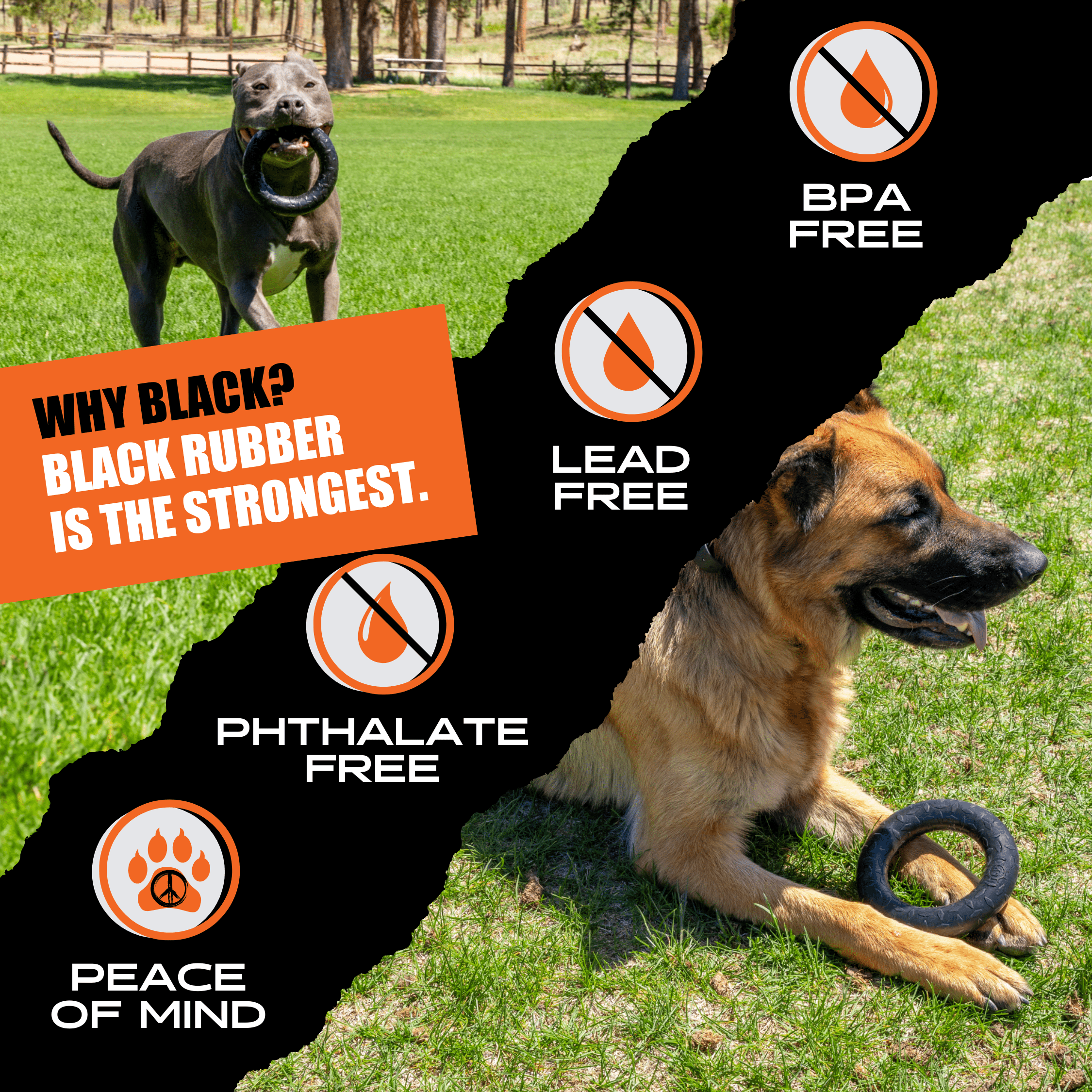 Monster K9 Diamond Ring Dog Toy | Military-Grade Rubber | Made in USA | Lifetime Guarantee