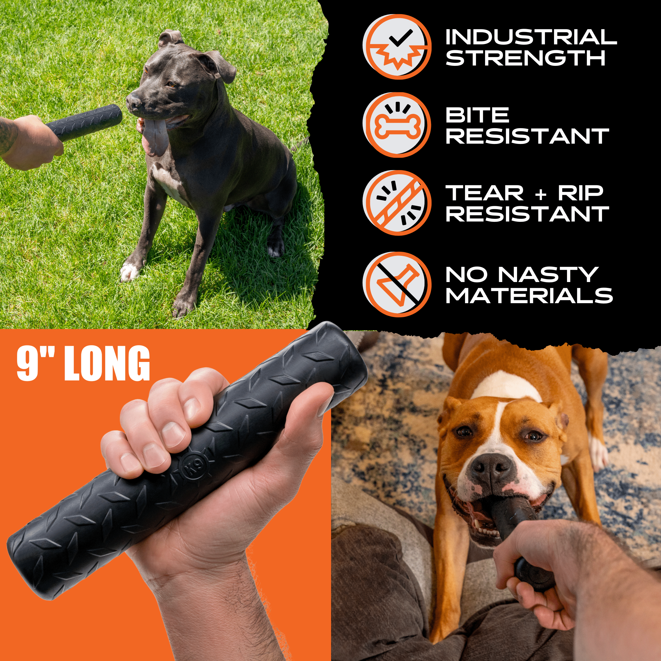 Monster K9 Dog Toy | Military-Grade Natural Rubber | Made in USA | Lifetime Guarantee