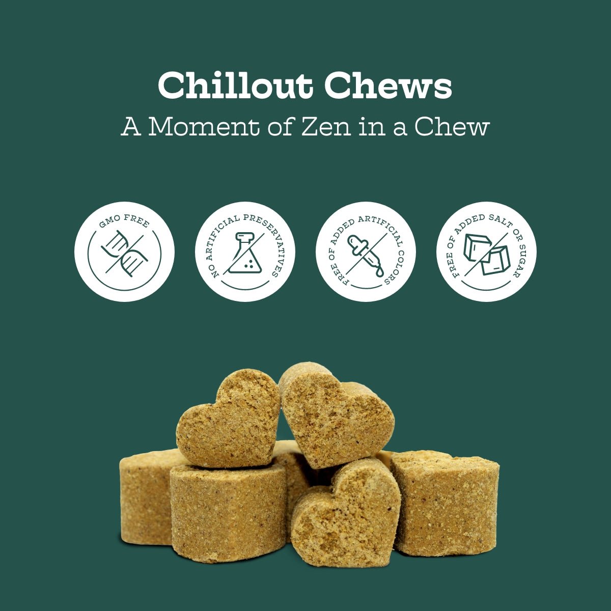 Moe's Chillout Calming Soft Chews for Dogs | Hemp, Chamomile & L-Theanine | Peanut Butter | 90 Chews