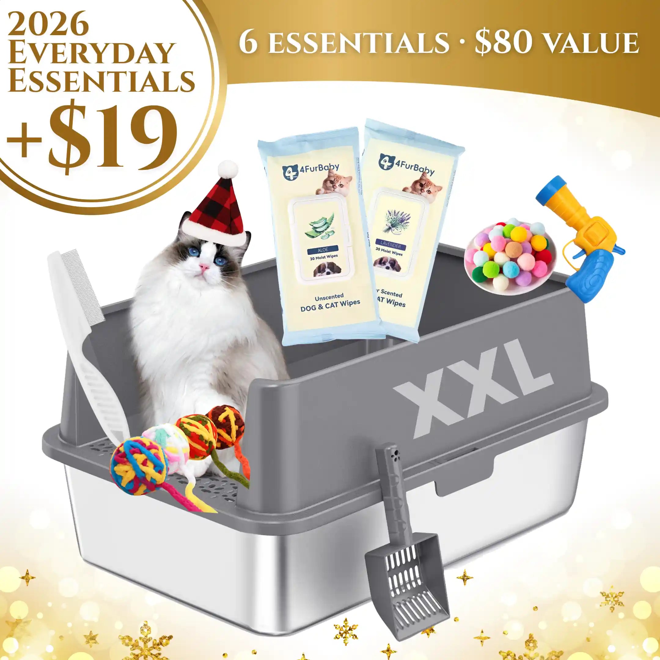 XXL Stainless Steel Cat Litter Box | High Sides, Low Entry | 304 Steel | Multi-Cat & Large Breeds