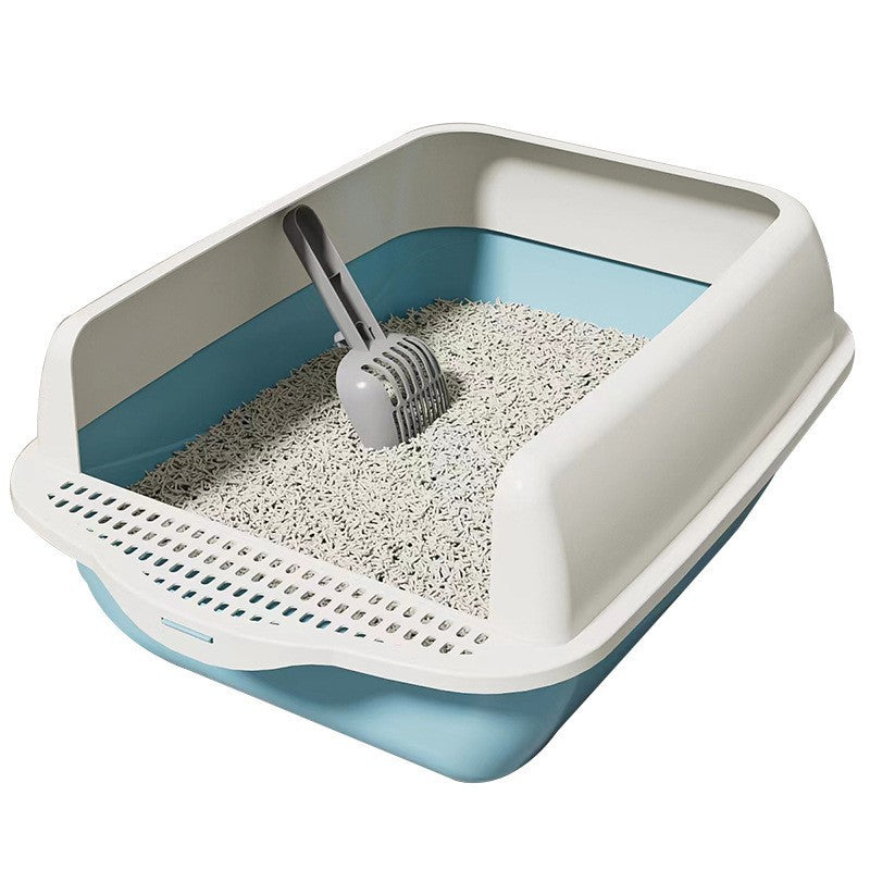 Large Semi-Enclosed Cat Litter Box with Anti-Splash Walls & Paw Grid | Includes Free Scoop