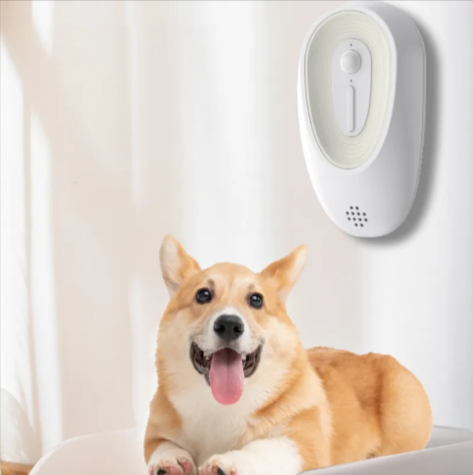 Wall-Mounted Automatic Pet Deodorizer | Litter Box Odor Eliminator | Sterilizing | Compact
