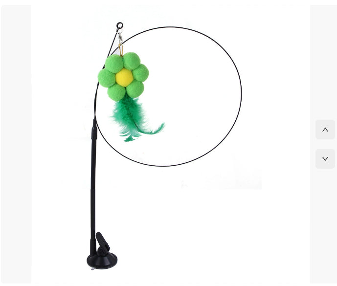 Double Rod Suction Cup Cat Teaser | Hands-Free Interactive Toy | Detachable Handheld Rod | Multiple Lures