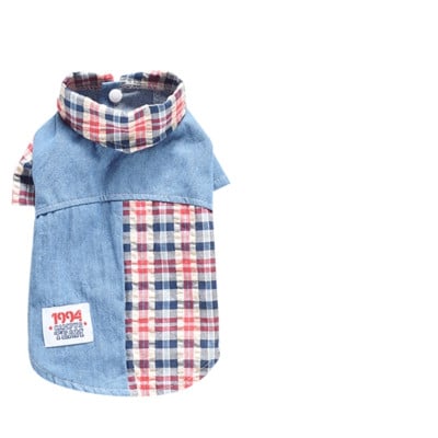 Summer Plaid Cotton Shirt for Small Dogs | Bichon & Poodle | Red & Blue