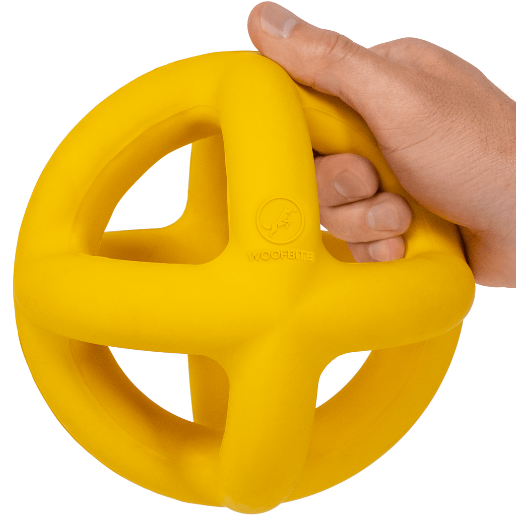 WOOFBITE Sphere Dog Toy | Cross-Cage Design | Industrial-Strength Rubber | Lifetime Guarantee