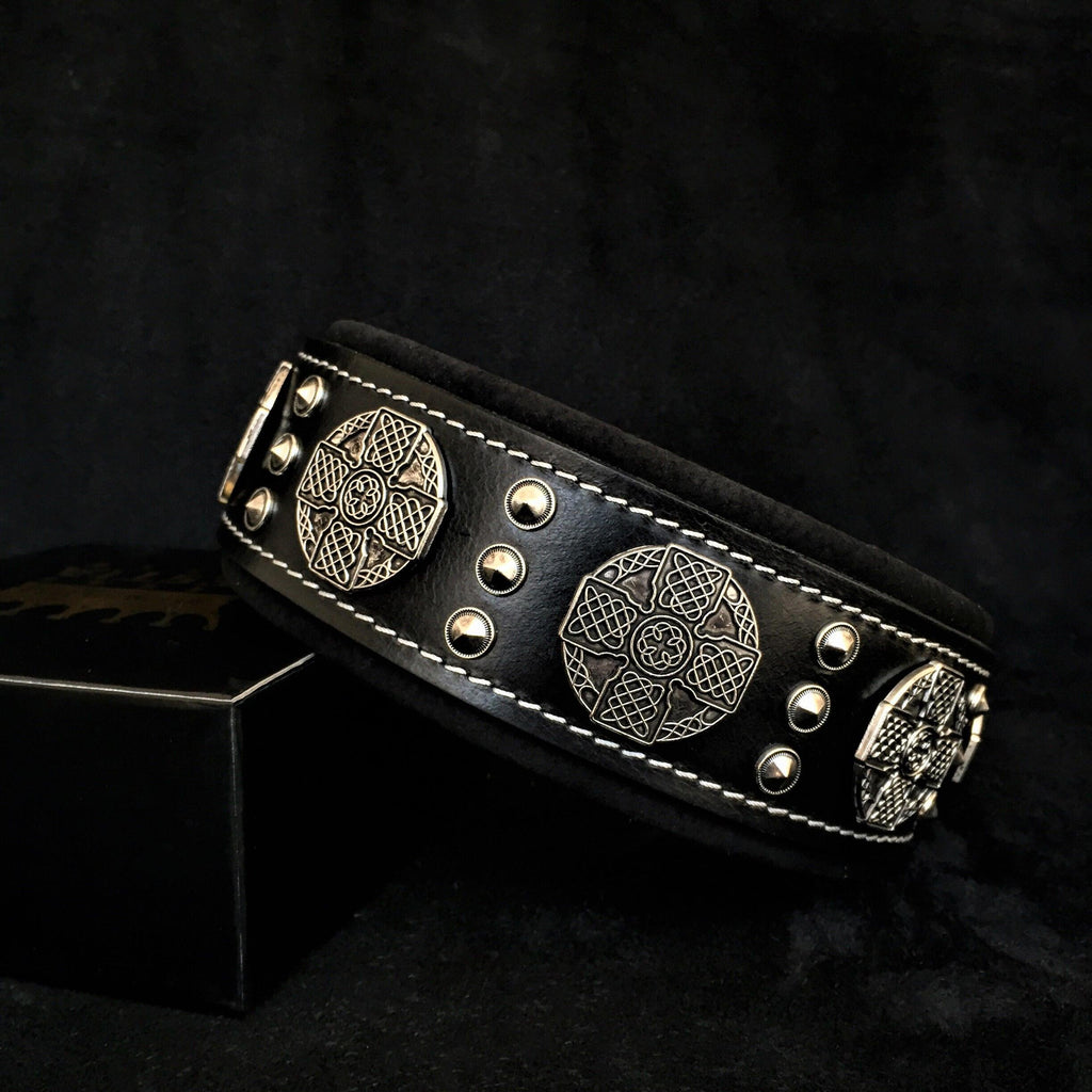 Bestia Maximus Silver Dog Collar | Handcrafted European Leather | Heavy-Duty | M–XXL