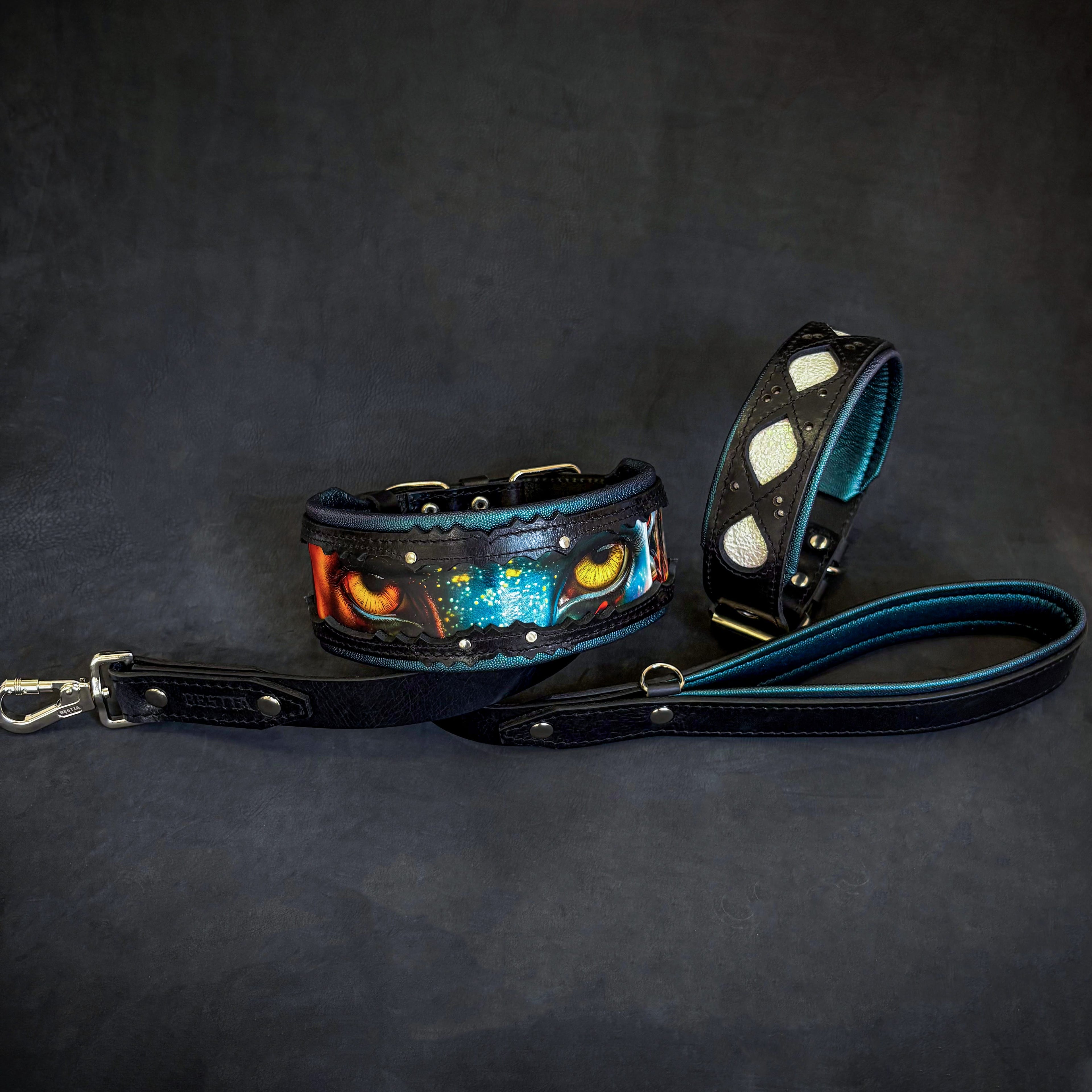 Bestia Avatar Limited Edition Dog Collar | Light-Reflective Leather | Orthopedic Foam | Handmade in Europe