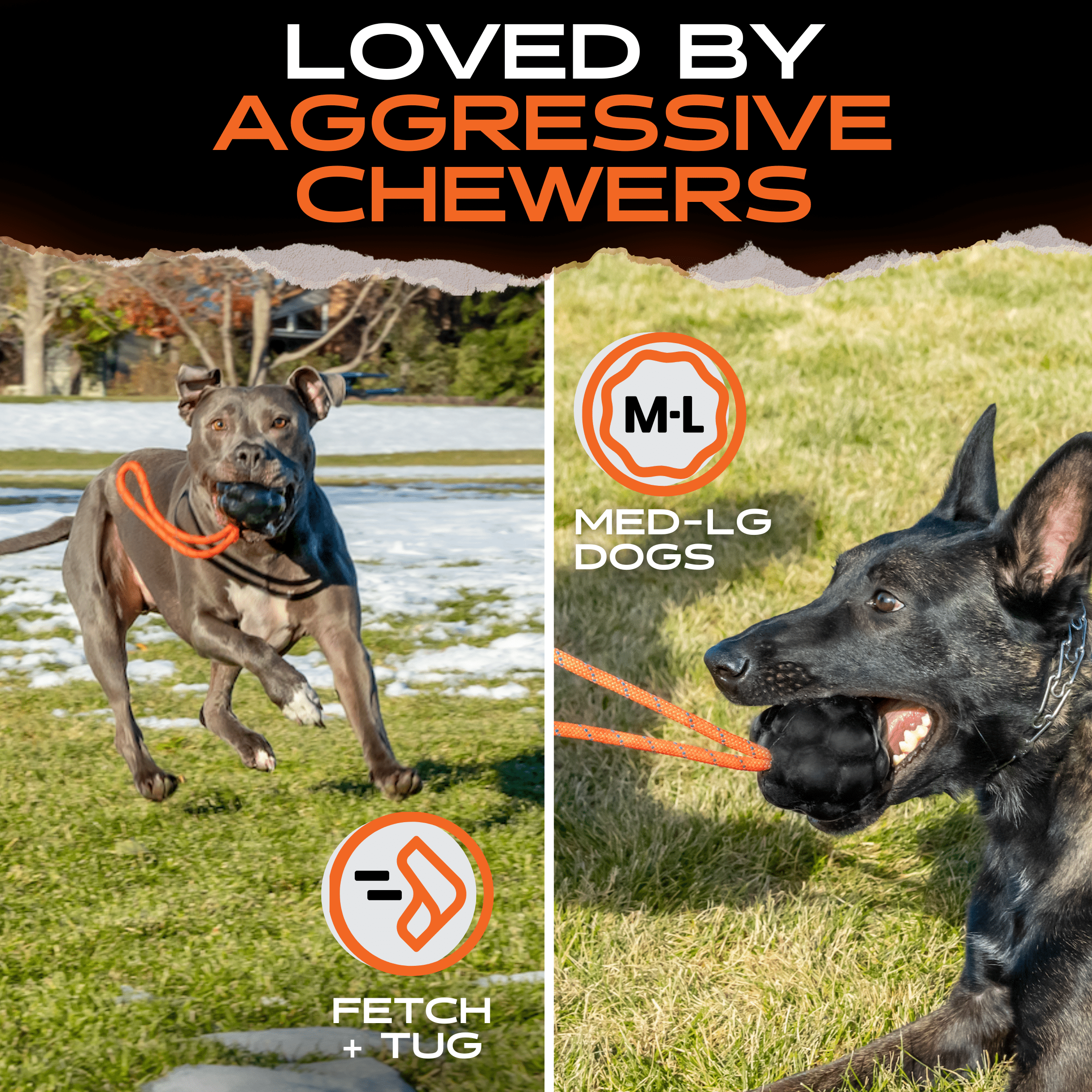 Monster K9 Rope Sling Dog Toy | Military-Grade Rubber | Made in USA | Lifetime Guarantee