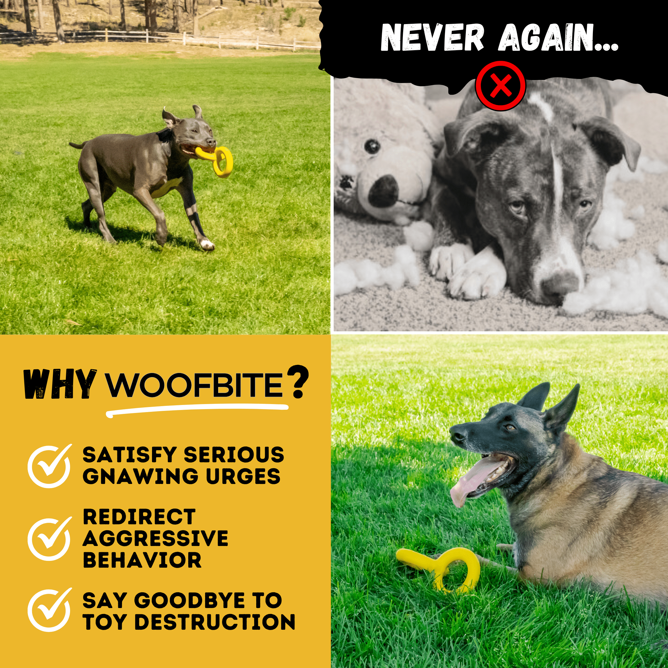 WOOFBITE Dog Toy | Industrial-Strength Natural Rubber | Lifetime Guarantee | Large Dogs