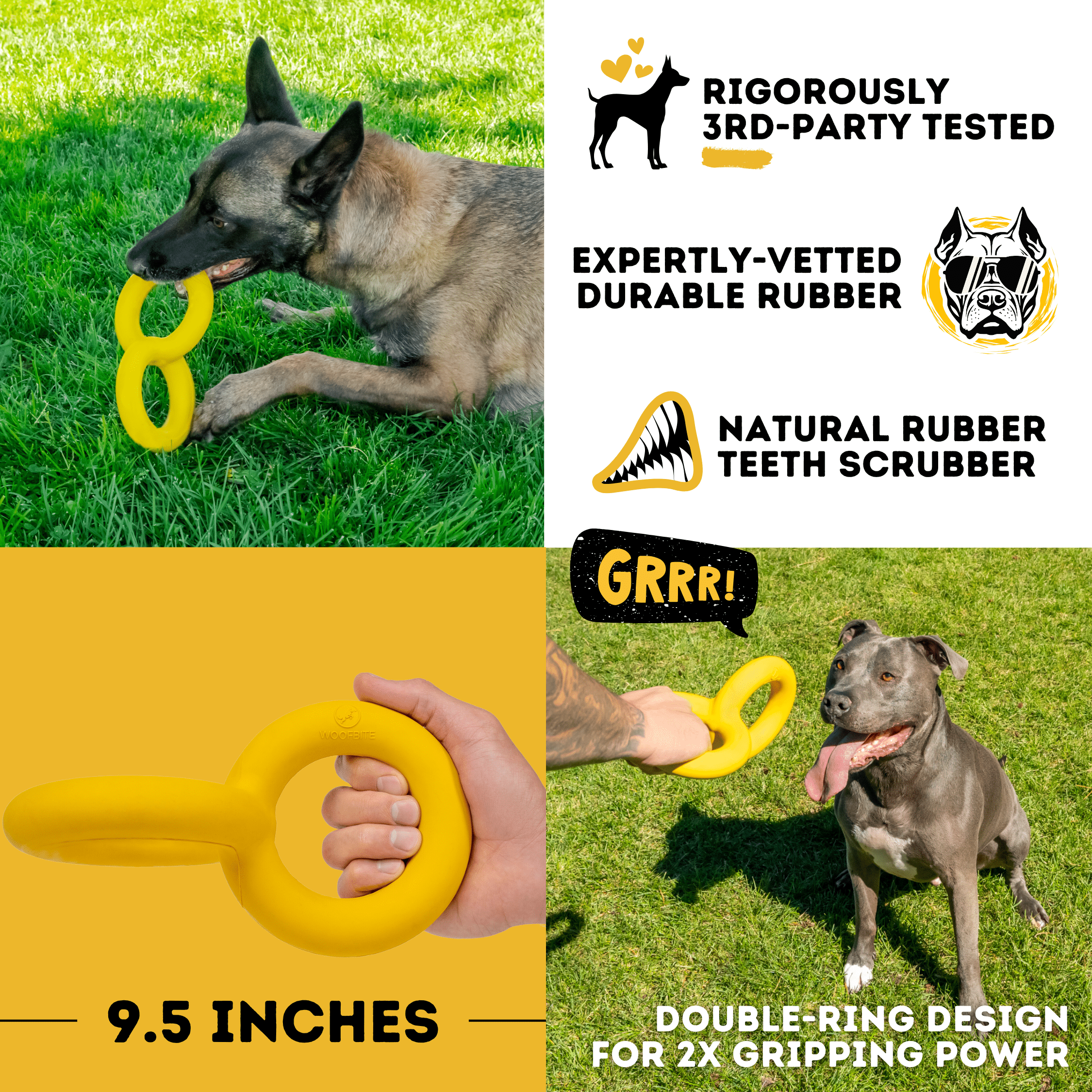 WOOFBITE Dog Toy | Industrial-Strength Natural Rubber | Lifetime Guarantee | Large Dogs