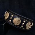 Bestia Maximus Black & Gold Dog Collar | Lamb Leather Padded | Brass Hardware | Handmade in Europe